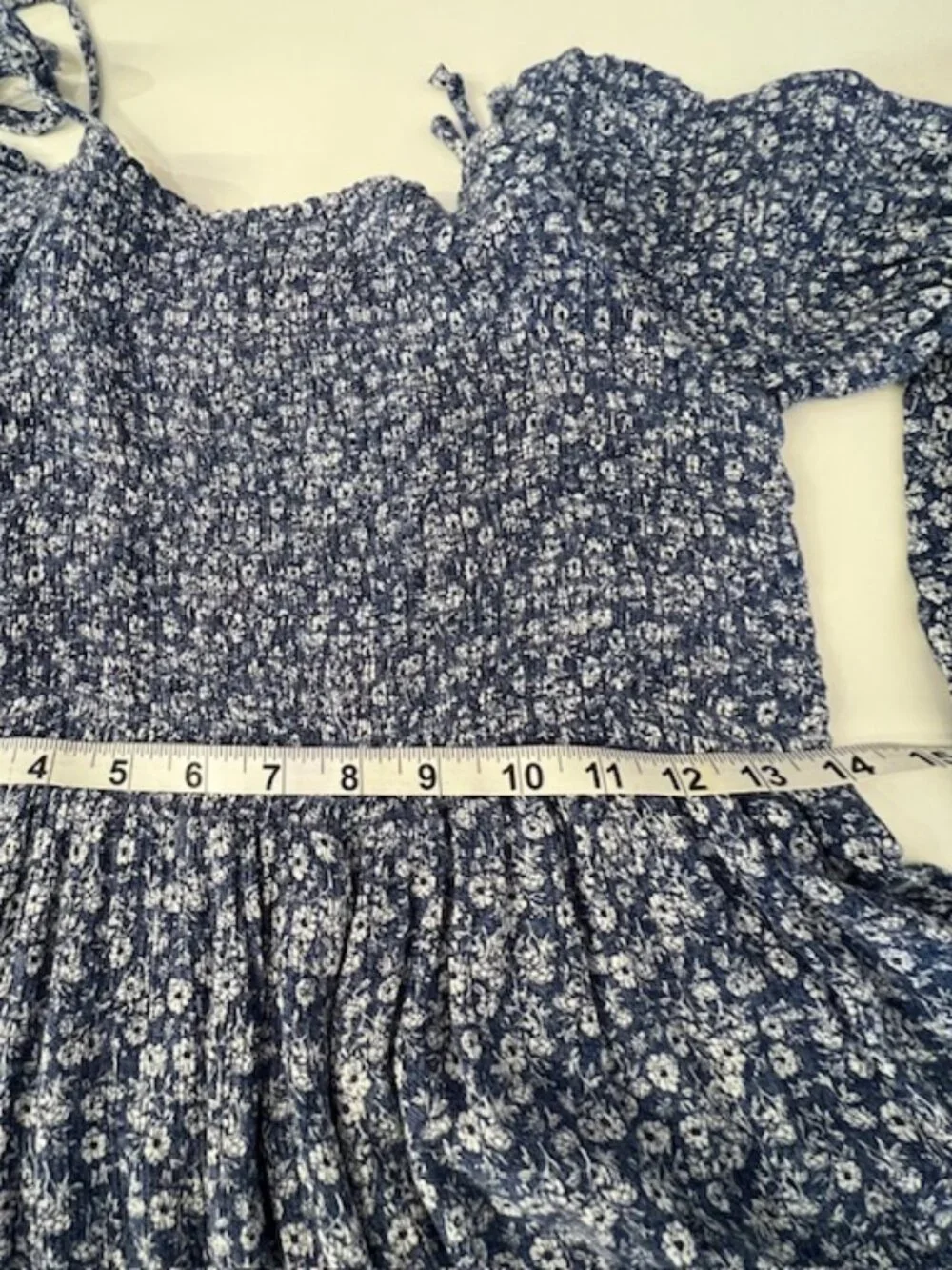 Millibon U.S.A. Womans Blue Floral Pull-on Blue Floral Smocked Romper Size Large - Picture 10 of 11